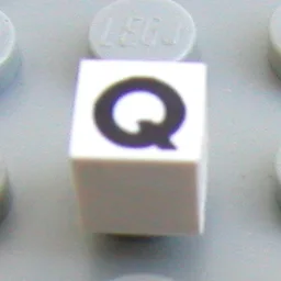 Modulex Tile 1 x 1 with Q Print - Black Lining on Top and Sides / Modulex White