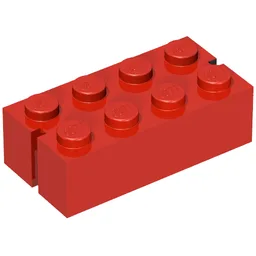 Brick 2 x 4 without Bottom Tubes, Slotted (with 2 slots) / Vintage Red