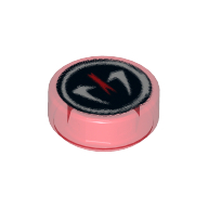 Lego Tile Round 1 x 1 with Fangpyre Print / Trans-Red