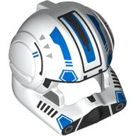 Lego Helmet Clone Pilot with Open Visor with Black, Blue Markings print / White