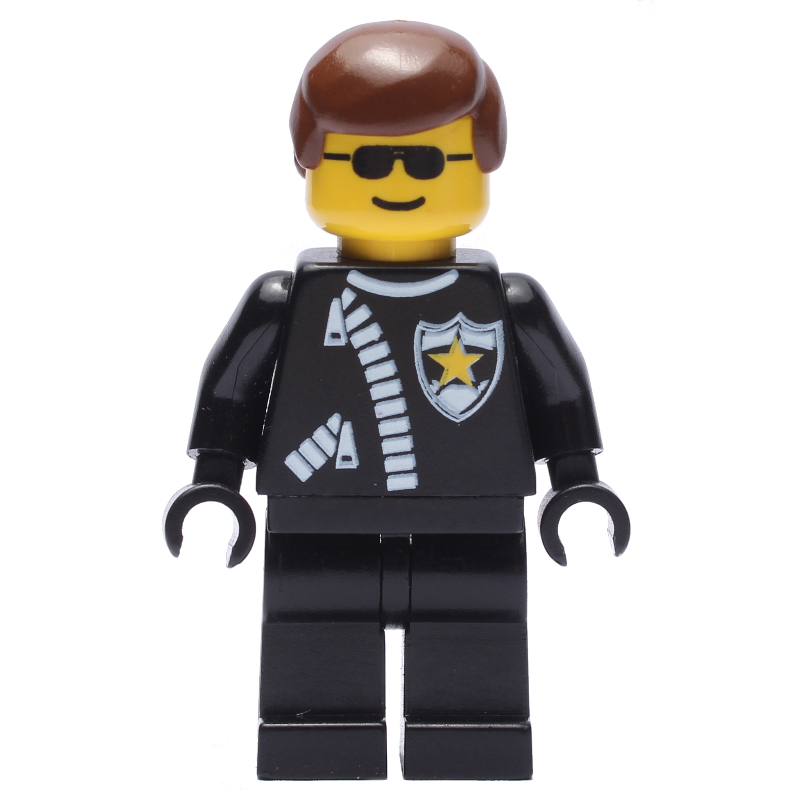 Lego Police - Sheriff, Black Suit, Brown Hair