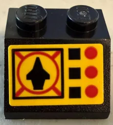 Slope 45 2 x 2 with Cruiser Spaceship on Red Radar Screen with Lights and Buttons on Yellow Background Pattern (Sticker) - Set 40580