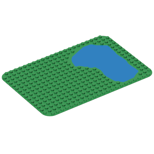 Lego Duplo Baseplate 16 x 24 with Pond Print / Green