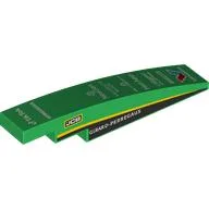 Brick Curved 1 x 6 with Black Sides, Yellow Stripes, White Sponsors Print / Green