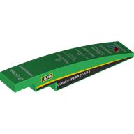 Lego Brick Curved 1 x 6 with Black Sides, Yellow Stripes, White Sponsors print