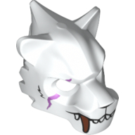 Lego Mask Tiger with White and Copper Fangs, Scar and Purple Sinew Patches Print / White