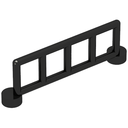 Lego Duplo Fence / Rail 1 x 6 with 5 Rails / Black