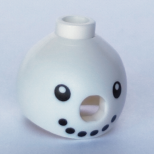 Lego Costume / Mask, Snowman with Black Eyes print / White