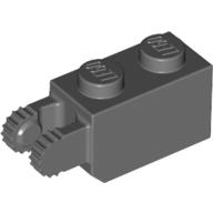 Lego Hinge Brick 1 x 2 Locking with 2 Fingers Vertical End, 9 Teeth / Dark Bluish Gray