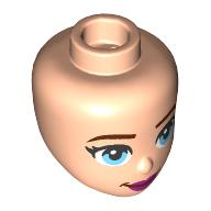 Lego Minidoll Head Dark Brown Eyebrows, Bright Light Blue Eyes, Dark Purple Lips / Light Nougat