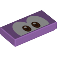 Lego Tile 1 x 2 with Brown Eyes (Urchin) Print / Medium Lavender