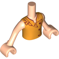 Lego Minidoll Torso Boy with Light Nougat Arms and Hands with Orange Sleeveless Jacket with Dark Red Elves Details Print / Light Nougat