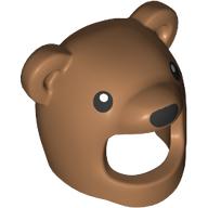 Lego Costume / Mask, Bear, Face Opening with Black Eyes, Nose print / Medium Nougat