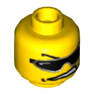 Minifig Head Dash, Sunglasses, Arched Eyebrows, Open Mouth, and Headset Print [Blocked Open Stud] / Yellow