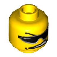 Lego Minifig Head Dash, Sunglasses, Arched Eyebrows, Open Mouth, and Headset Print [Blocked Open Stud] / Yellow