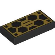 Tile 1 x 2 with Gold Circuitry / Solar Panel Print / Black