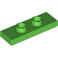 Plate Special 1 x 3 with 2 Studs with Groove and Inside Stud Holder (Jumper) / Bright Green