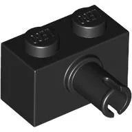 Brick Special 1 x 2 with Pin - Bottom Stud Holder / Black