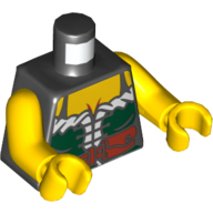 Lego Torso Corset, Dark Green with Belt Print, Yellow Arms and Hands / Black