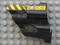 Technic, Panel Fairing # 2 Large Short, Large Holes, Side B with Black and Yellow Danger Stripes and Machinery Pattern (Sticker) - Set 8450