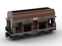 Hopper Car (8w) in Reddish Brown and Dark Bluish Gray