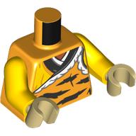 Lego Torso, Tiger Fur, Yellow Robe, Black Trim print, Yellow Arms, Dark Tan Hands / Bright Light Orange