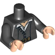 Torso, Jacket over Vest Fancy with Belt and Shirt Print, Black Arms, Light Nougat Hands / Black