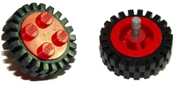 Wheel Classic 4 Studs and Metal Axle Cam with Black Tire 24mm D. x 8mm Offset Tread - Interior Ridges (7039 / 3483)