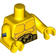 Torso, Bare Chest with Muscles and Large Gold and Black Belt Print, Yellow Arms and Hands with Straps Print / Yellow