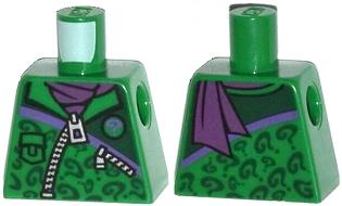 Lego Torso Batman Zipper Jacket with Question Marks and Dark Purple Scarf Pattern