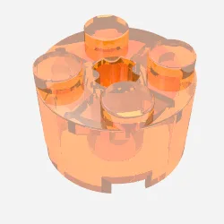 Brick Round 2 x 2 with Axle Hole / Trans-Neon Orange