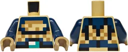 Torso Pixelated Black, Dark Blue and Dark Tan Armor, Dark Turquoise Belt Buckle Pattern / Dark Blue Arms / Dark Tan Hands