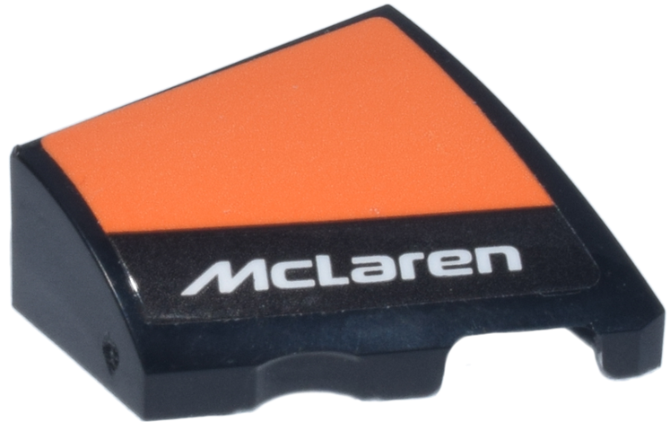 Lego Wedge 2 x 2 x 2/3 Right with White 'McLaren' Logo and Orange Panel Pattern (Sticker) - Set 77251
