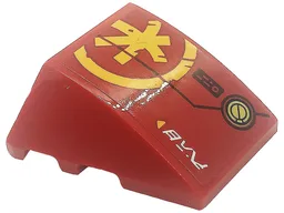 Wedge 4 x 3 Triple Curved No Studs with Bright Light Orange Ninjago K Symbol Pattern Model Left Side (Sticker) - Set 71755