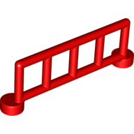 Lego Duplo Fence / Rail 1 x 6 with 5 Rails / Red