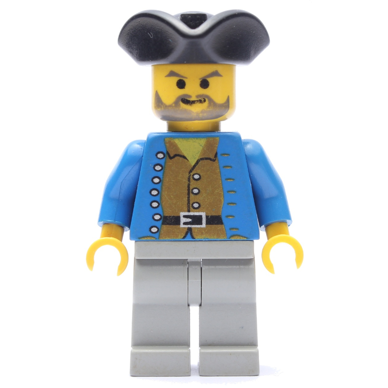 Lego Pirate - Brown Shirt, Light Gray Legs, Black Tricorne
