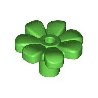Plant, Flower, Minifig Accessory with 7 Thick Petals and Pin, Center Ring / Bright Green