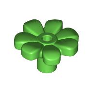 Lego Plant, Flower, Minifig Accessory with 7 Thick Petals and Pin, Center Ring / Bright Green