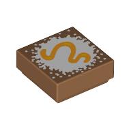 Lego Tile 1 x 1 with Gold Snake/Worm on White Background print