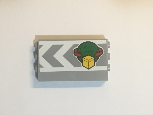 Lego Panel 1 x 6 x 3 with Studs on Sides with Box and Arrows and Globe Pattern (Sticker) - Set 60169