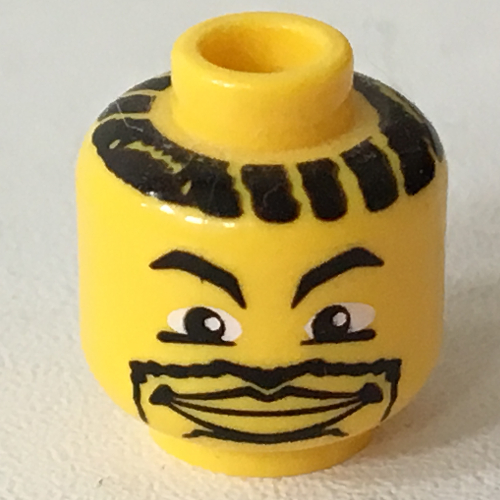 Lego Minifig Head Basketball Player, Lips, Goatee, Hair Stripes Print / Yellow