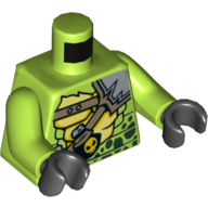 Lego Torso Snake Chest, Dark Green Spots, Straps, Potion with Skull Print, Lime Arms, Black Hands / Lime
