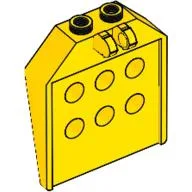 Hinge Panel 1 x 4 x 3 2/3 with 6 holes, 2 studs on top, Locking 2 Fingers / Yellow