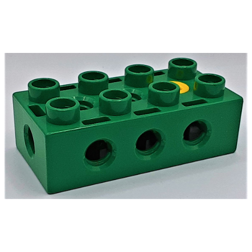 Lego Duplo Toolo Brick 2 x 4 with Holes on Sides and Top and 1 Screw in Top / Green