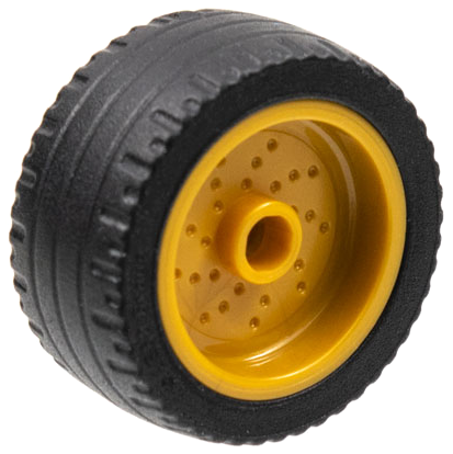 Lego Wheel 18mm D. x 12mm with Pin Hole and Stud, Dotted Brake Rotor Lines with Black Tire 24 x 12 Low (66727 / 18977)