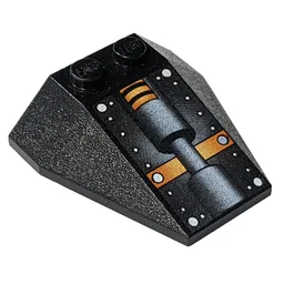 Brick Wedged, Sloped 4 x 4 Triple, No Stud Notches with White Dots and Hydraulic Print (Stingray Engine)