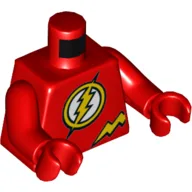 Torso Bodysuit, Yellow Lightning and Flash Logo Print, Red Arms and Hands