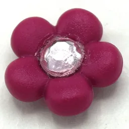 Clikits Icon, Flower 2 x 2 Small, 5 Petals with Pin [Frosted] with Trans-Clear Center Facet Gem / Magenta