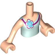 Lego Minidoll Torso Girl with Light Aqua Top with Flower Print, Light Nougat Arms and Hands / Light Nougat