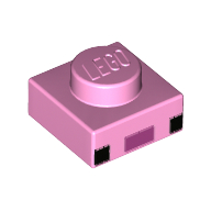 Lego Plate 1 x 1 with Black Eyes, Dark Pink Nose print / Bright Pink